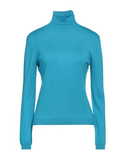 Shop Aragona Woman Turtleneck Azure Size 12 Wool In Blue