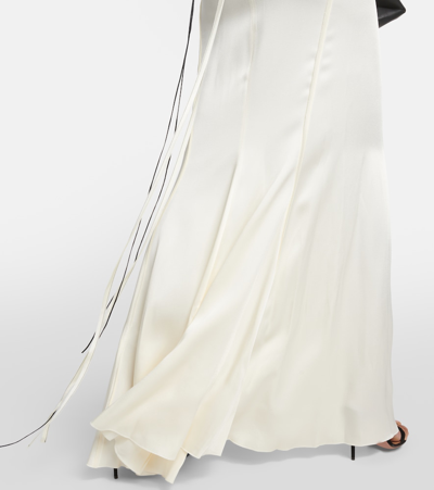 Shop Victoria Beckham Lace-trimmed Satin Gown In White