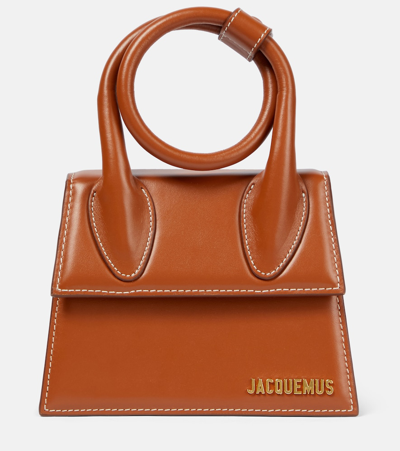 Shop Jacquemus Le Chiquito Noeud Leather Tote Bag In Brown