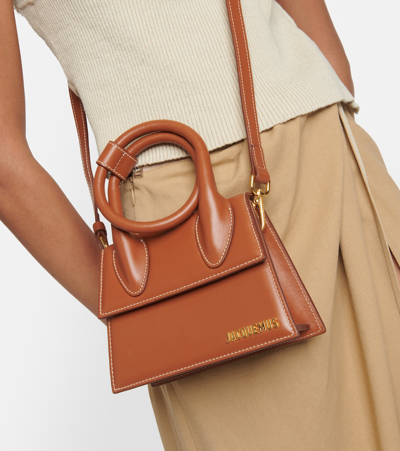 Shop Jacquemus Le Chiquito Noeud Leather Tote Bag In Brown
