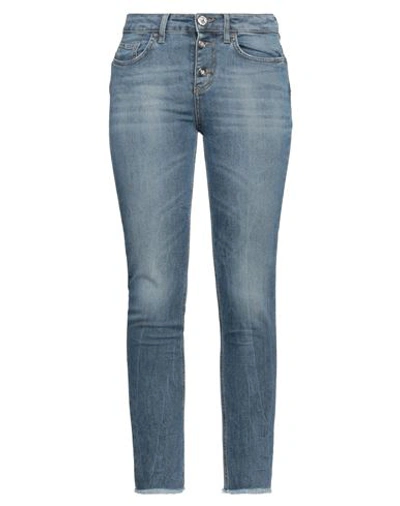 Shop Liu •jo Woman Jeans Blue Size 24w-28l Cotton, Elastane