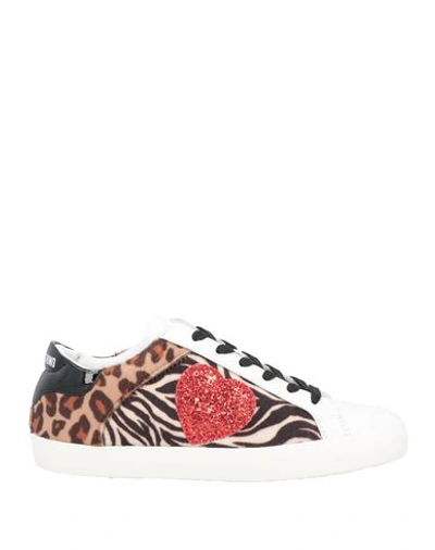 Shop Love Moschino Woman Sneakers White Size 6 Soft Leather, Textile Fibers
