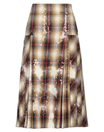 Shop Dsquared2 Woman Midi Skirt Khaki Size 6 Cotton In Beige