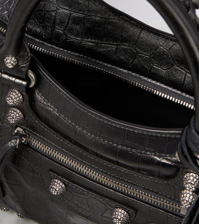 Shop Balenciaga Neo Cagole Croc-effect Leather Shoulder Tote In Black
