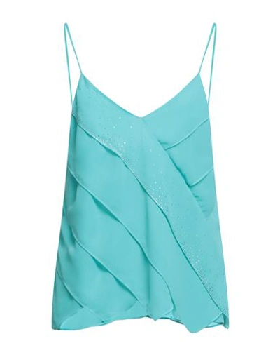 Shop Camilla  Milano Camilla Milano Woman Top Turquoise Size 10 Polyester In Blue