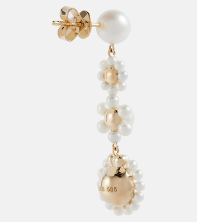 Sophie Bille Brahe Fleur Jeanne 14kt Gold Earrings With Freshwater Pearls In Neutrals