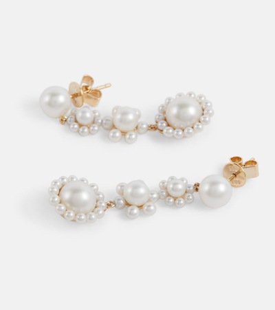 Shop Sophie Bille Brahe Fleur Jeanne 14kt Gold Earrings With Freshwater Pearls In Neutrals