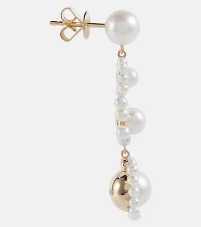 Shop Sophie Bille Brahe Fleur Jeanne 14kt Gold Earrings With Freshwater Pearls In Neutrals