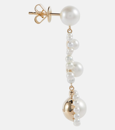 Sophie Bille Brahe Fleur Jeanne 14kt Gold Earrings With Freshwater Pearls In Neutrals
