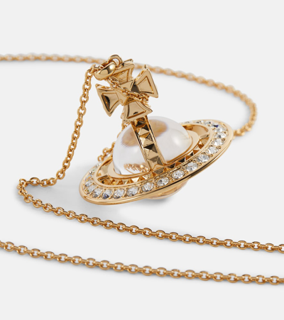Shop Vivienne Westwood Crystal-embellished Pendant Necklace In Gold