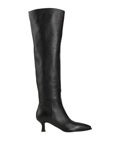 3juin Over-the-knee Leather Boots With Point Toe In Black