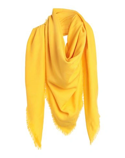 Shop Alexander Mcqueen Woman Scarf Yellow Size - Wool