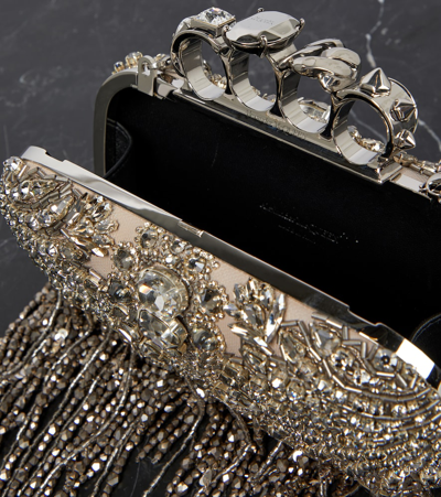 Shop Alexander Mcqueen Exploded Victorian Jewel Knuckle Embellished Clutch In Silver