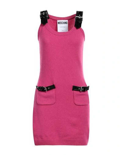 Shop Moschino Woman Mini Dress Fuchsia Size 10 Cashmere, Wool, Polyamide, Polyester, Polyurethane Resin In Pink