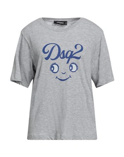 Dsquared2 Woman T-shirt Grey Size L Cotton, Viscose In Grey