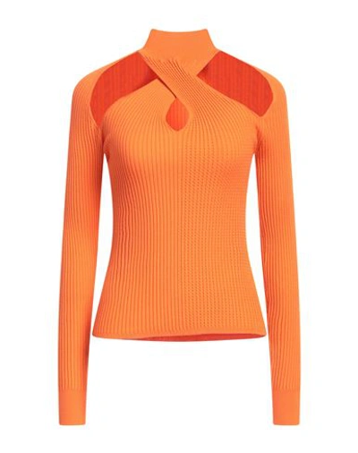 Msgm Woman Turtleneck Orange Size S Viscose, Polyester In Orange