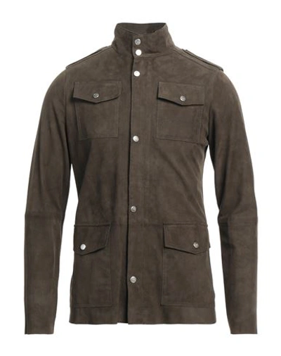 Shop Liu •jo Man Man Jacket Military Green Size S Soft Leather