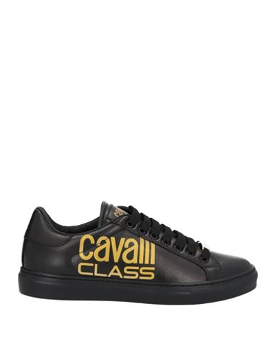 Cavalli Class Woman Sneakers Black Size 10 Calfskin In Black
