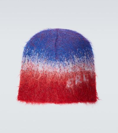 Shop Erl Striped Mohair And Wool-blend Beanie In Multicoloured