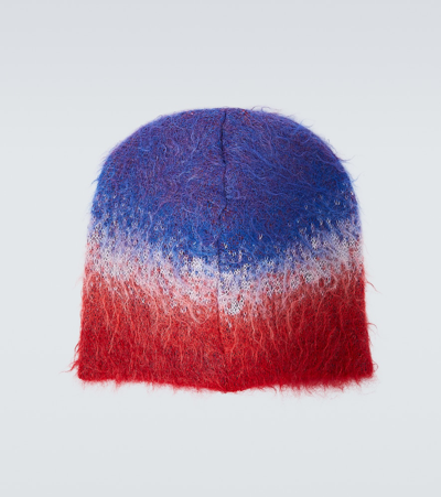 Shop Erl Striped Mohair And Wool-blend Beanie In Multicoloured