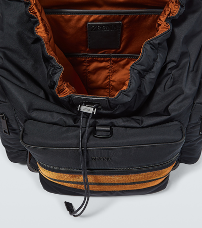 Shop Zegna Leather-trimmed Backpack
