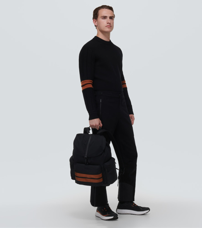 Shop Zegna Leather-trimmed Backpack