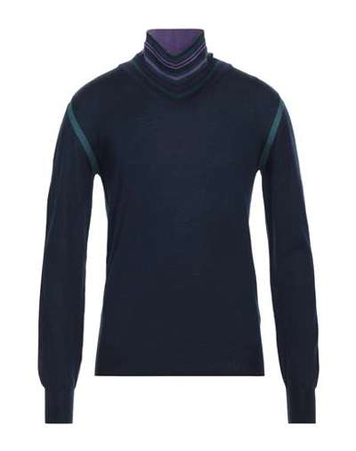 Shop Hōsio Man Turtleneck Navy Blue Size M Virgin Wool