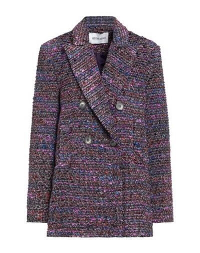 Shop Silvian Heach Woman Blazer Purple Size 6 Polyester, Elastane