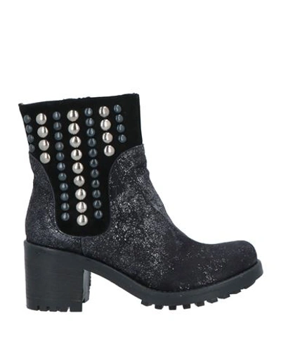 Sgn Giancarlo Paoli Woman Ankle Boots Black Size 10 Soft Leather In Black