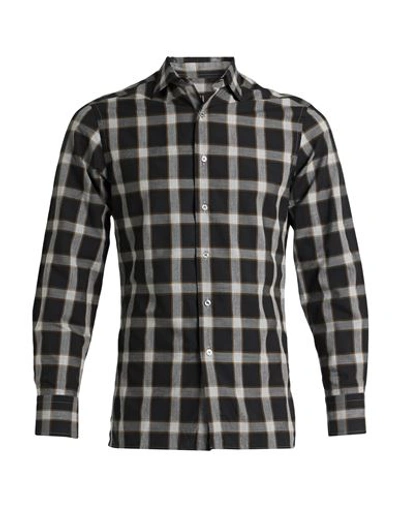 Dunhill Man Shirt Black Size Xl Cotton, Tencel In Black
