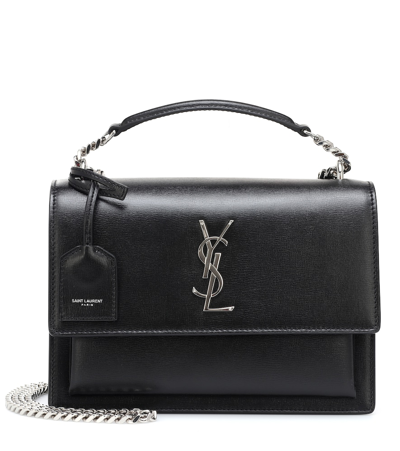 Saint Laurent Medium Sunset Monogram Leather Shoulder Bag - Black