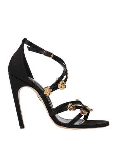 Zuhair Murad Woman Sandals Black Size 8.5 Textile Fibers In Black