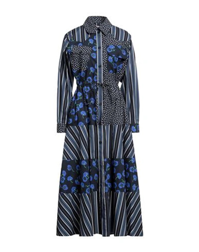 Shop Kenzo Woman Midi Dress Slate Blue Size 8 Cotton