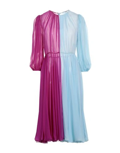 Shop Dolce & Gabbana Woman Midi Dress Sky Blue Size 10 Silk