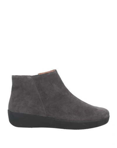 Shop Fitflop Woman Ankle Boots Lead Size 6 Soft Leather In Grey