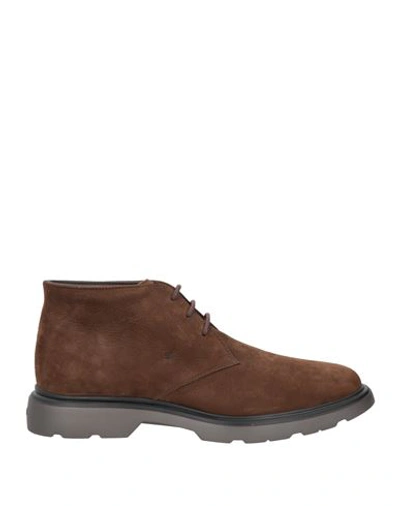 Shop Hogan Man Ankle Boots Brown Size 9 Soft Leather