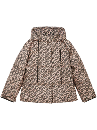 Stella Mccartney S-wave Hooded Puffer Jacket In Brown