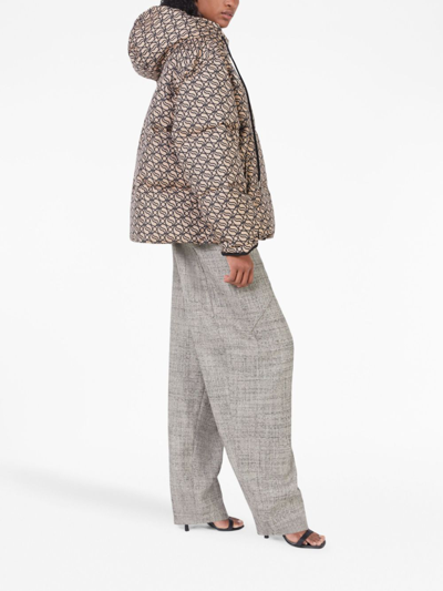 Stella Mccartney S-wave Hooded Puffer Jacket In Brown