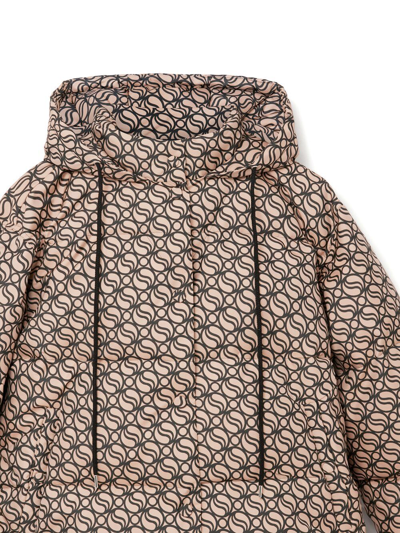 Stella Mccartney S-wave Hooded Puffer Jacket In Brown