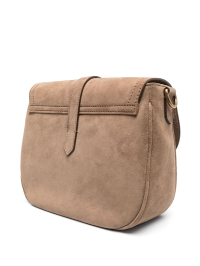 Shop Golden Goose Buckle-detail Suede Crossbody Bag In Brown