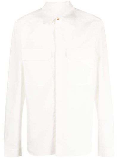 Shop Rick Owens Pointed-collar Cotton Shirt In Neutrals