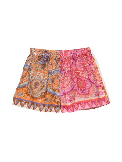 Zimmermann Halcyon Paisley Cotton Shorts In Pink