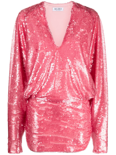 Shop Attico Gael Sequin-embellished Minidress In Pink