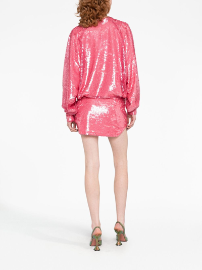 Shop Attico Gael Sequin-embellished Minidress In Pink