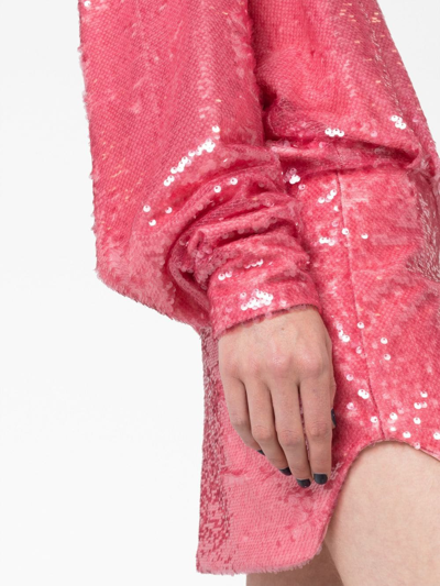 Attico Gael Sequin-embellished Minidress In Pink