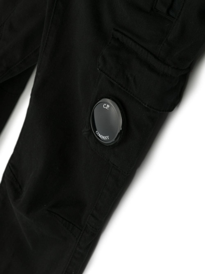 C.p. Company Logo-plaque Cotton Track Pants In Black