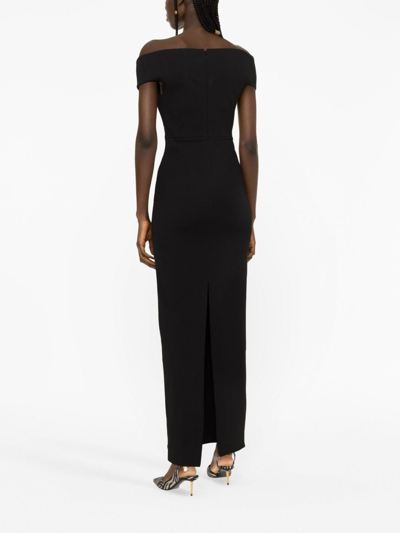 Shop Solace London Marlowe Off-shoulder Gown In Black