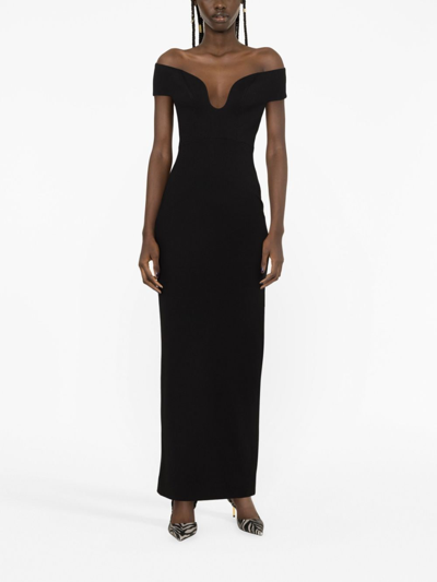Shop Solace London Marlowe Off-shoulder Gown In Black