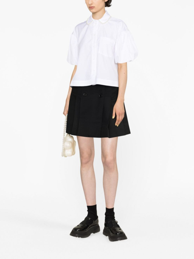 Shop Simone Rocha Pearl-trim Puff-sleeves Shirt In White