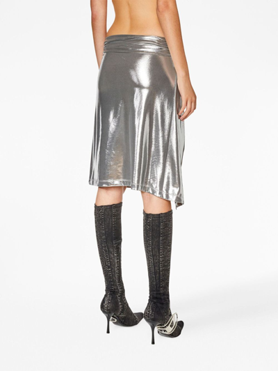 Shop Diesel O-melt Asymmetric Draped Skirt In Silver